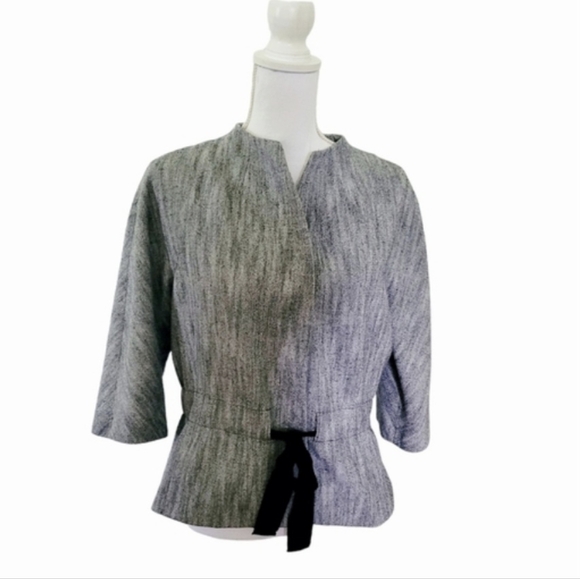 Talbots Jackets & Blazers - Women's Talbots Gray and Black Tweed 3/4 Sleeve Blazer With Ribbon Belt Size 12